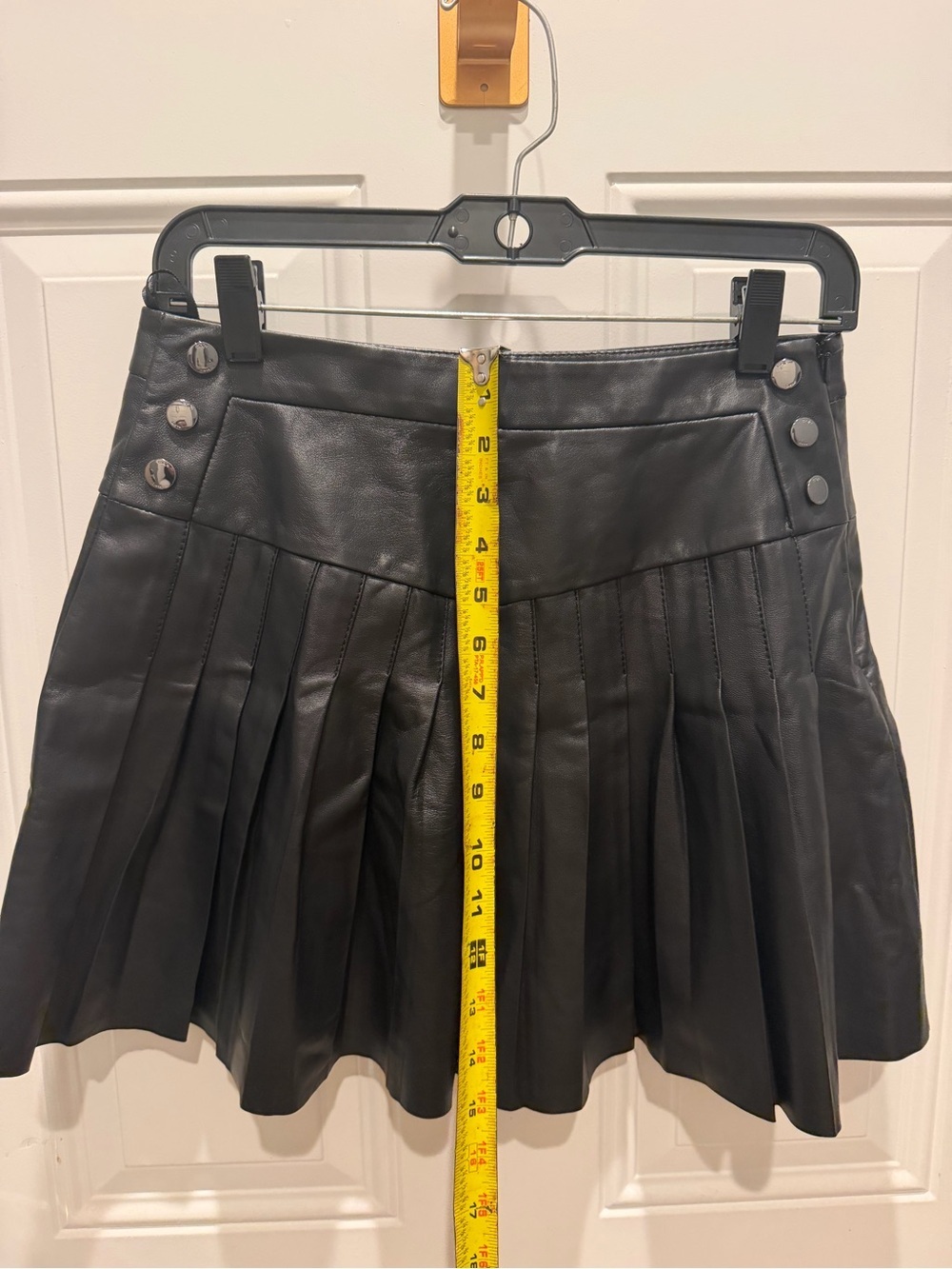 Maje pleated flared leather mini skirt - Picture 5 of 9